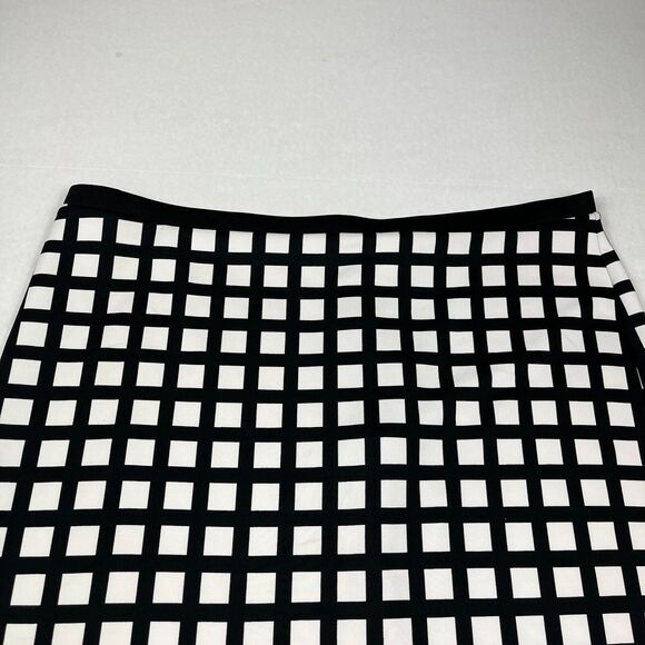 Calvin Klein XL Black White Checkered Pencil Skirt Work Office Zip Knee Length - Picture 2 of 11